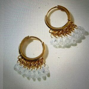 Anthropologie Huggie Earrings with gorgeous crystals- See video! NWT